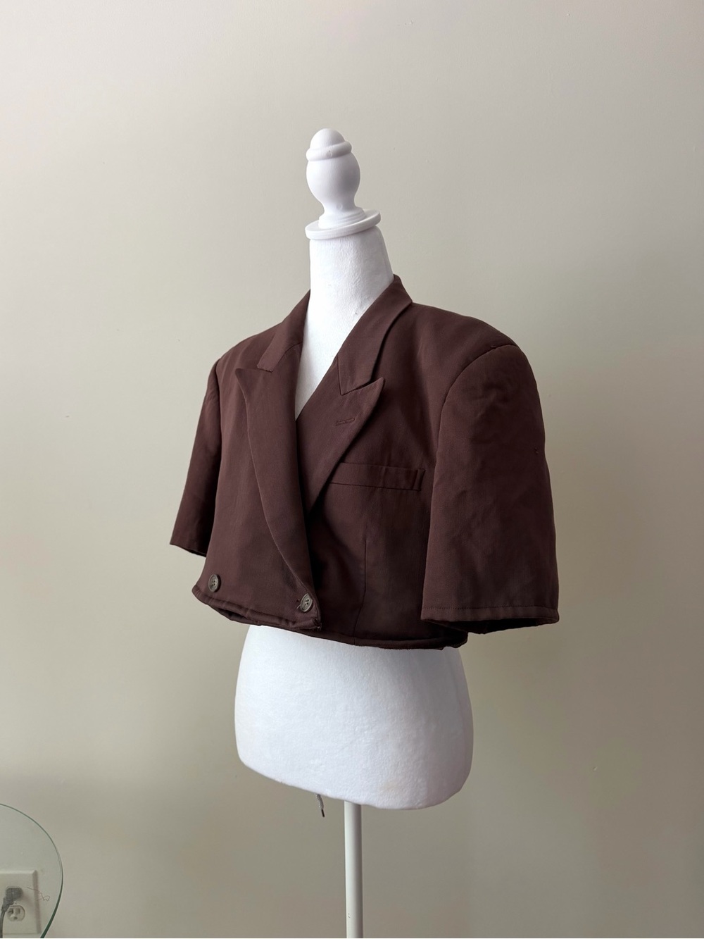 Women's Cropped Double-Breasted Brown Suit - Picture 2 of 4